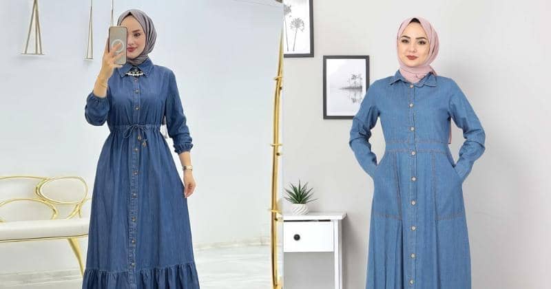 7 Warna Jilbab yang Cocok untuk Dipadukan dengan Gamis Denim